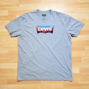 Levis T-Shirt Mens Heather Gray Crew Neck Short Sleeve | Size: 2XL